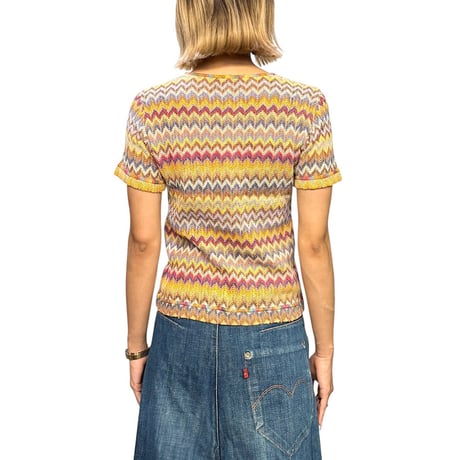 【USED】00's DUALVIEW MILANO Zigzag Knit T-shirt