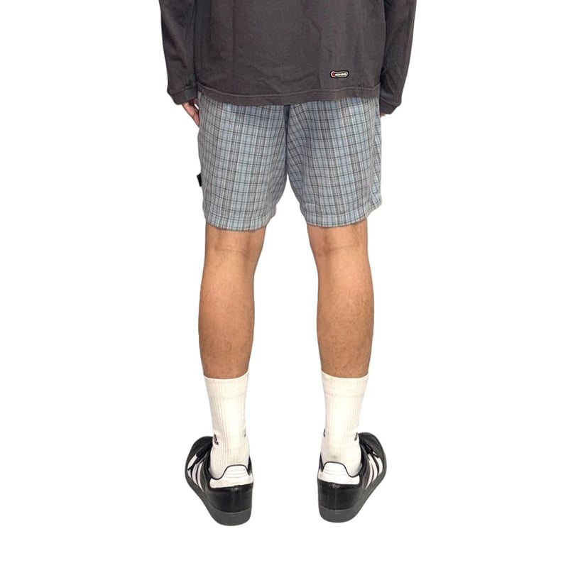 USED】80's OLD STUSSY CHECK SHORTS SKY BLUE | K