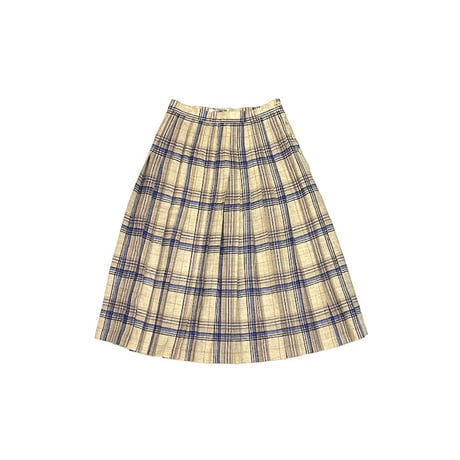 【USED】70's JAEGER PLEATED WOOL PLAID SKIRT MADE IN GREAT BRITAIN