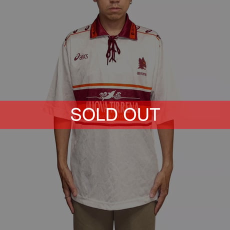 【USED】ASICS AS Roma 1994-95 Away Lace-Up Football Shirt Made in Italy