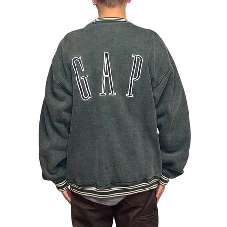 【USED】90's OLD GAP USA Made Sweat Varsity Jacket Faded Gray