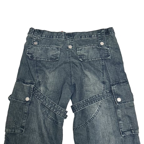 【USED】00's Fishbone Bondage Denim Cargo Pants