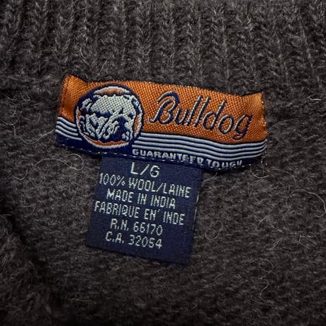 【USED】90's-00's Bulldog RED CROSS WOOL KNIT SWEATER