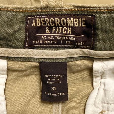 【USED】00's Abercrombie & Fitch Washed Cotton Cargo Shorts Beige