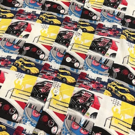 【USED】90'S CAR RACING DESIGN S/S OPEN COLLAR SHIRT
