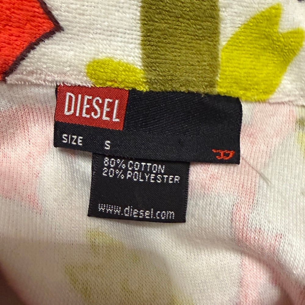 USED】00's DIESEL Floral Terry Cloth Half-zip T