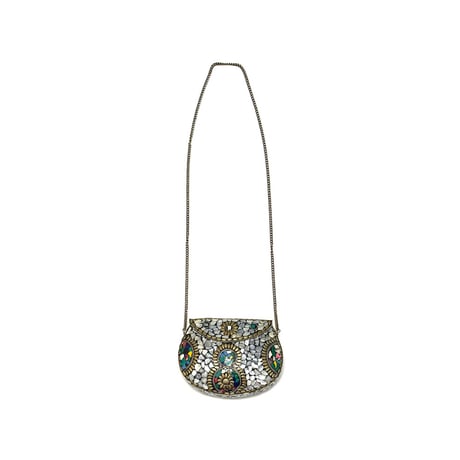 【USED】Vintage HANDMADE SHELL MOSAIC METAL CLUTCH BAG