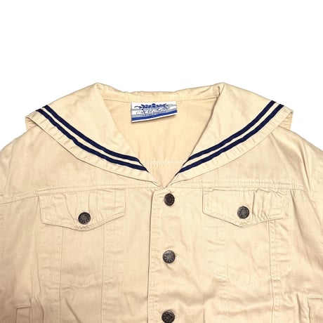 【USED】90's Hot Zone Sailor Collar Short Trucker Jacket Ivory