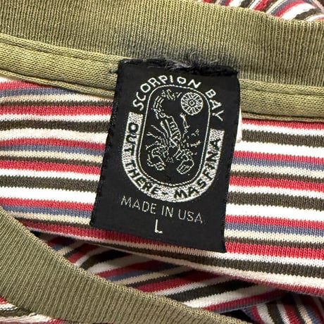 【USED】90's Scorpion Bay Inside-Out Multi Stripe T-shirt