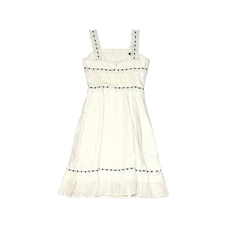 【USED】70'S FRILL SHOULDER STRAP DRESS WHT