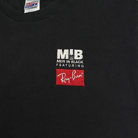 【USED】90's MEN IN BLACK x Ray-Ban Logo Embroidered T-shirt
