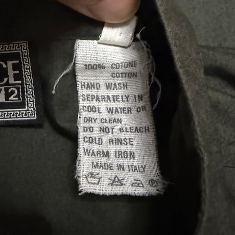 【USED】90's VERSACE CLASSIC V2 BAND COLLAR SHIRT