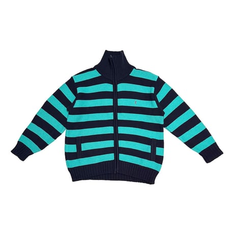 【USED】80's Yves Saint Laurent “Diffusion Hommes” Striped Zip Knit Jacket Made in Spain