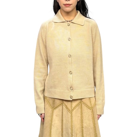 【USED】2010's Max Mara Weekend Line Collared Knit Cardigan Beige