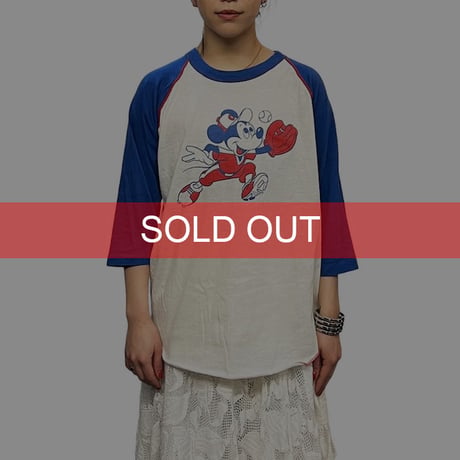 【USED】80's Disney MICKEY MOUSE BASEBALL T-SHIRT