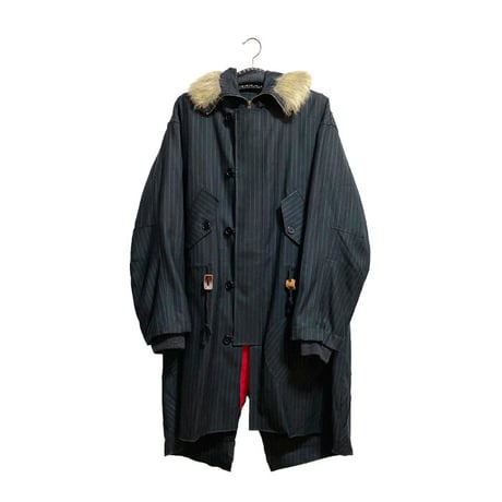 【USED】90'S FAKE LONDON PINSTRIPE FISHTAIL PARKA