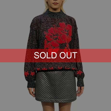 【USED】80'S-90'S Alicia HIBISCUS KNIT SWEATER