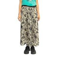 【USED】90'S BLACK & WHITE FLOWER MESH PLEATS LONG SKIRT
