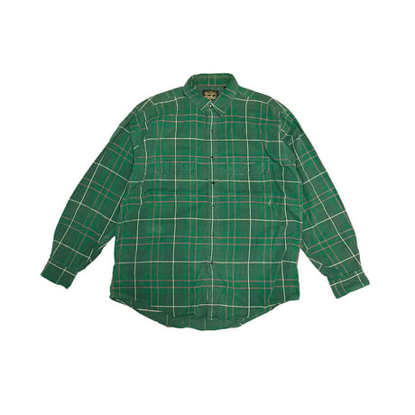 【USED】80's-90's Eddie Bauer SNAP BUTTON SHIRT GREEN CHECK