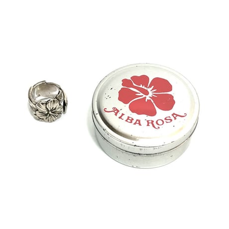【USED】00'S ALBA ROSA HIBISCUS & LEAF RING SILVER925