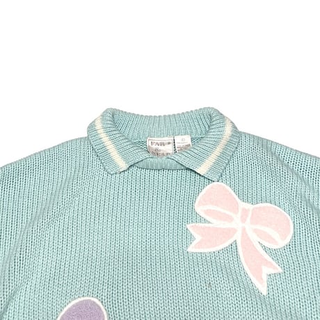 【USED】80'S FAR & NEAR COTTON CANDY COLOR RIBBON KNIT SWEATER
