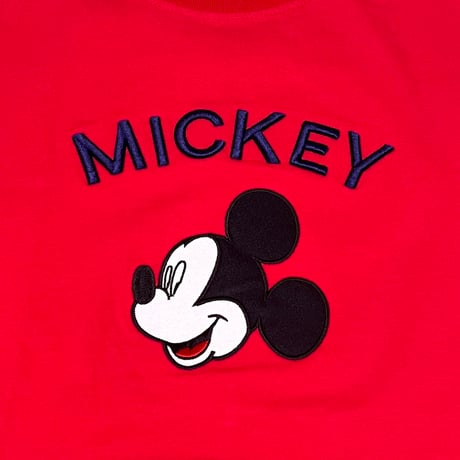【DEAD STOCK】90's Walt Disney World MICKEY EMBROIDERED T-SHIRT RED