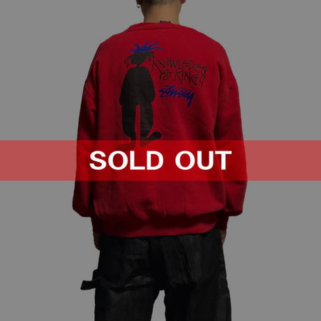 【USED】90'S STUSSY SWEATSHIRT "KNOWLEDGE IS KING"