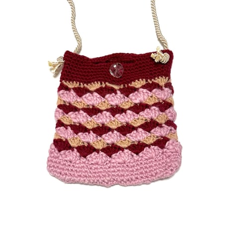 【USED】Vintage KNIT POCHETTE PINK×RED