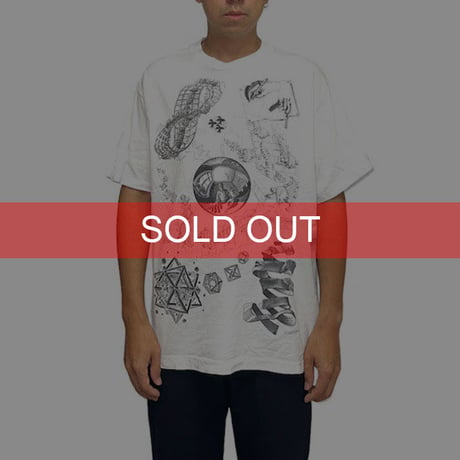【USED】90'S MC ESCHER MULTI PRINT T-SHIRT WHITE