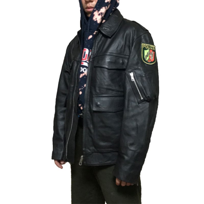 USED】GERMAN POLICE LEATHER JACKET BLACK | KONBINI USED】GERMAN POLICE LEATHER JACKET BLACK | KONBINI