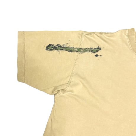 【USED】00's OAKLEY Over-Seam Glitch Graphic T-Shirt Sand Beige
