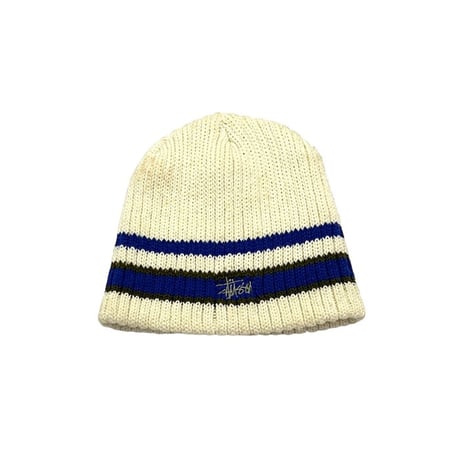 【USED】90's STUSSY LINE KNIT BEANIE