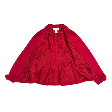【USED】90's Karl Lagerfeld WOOL BLEND PEPLUM BLAZER RED