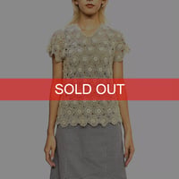 【USED】80's LeRoy KNIT WEAR CROCHET FRENCH SLEEVE TOP