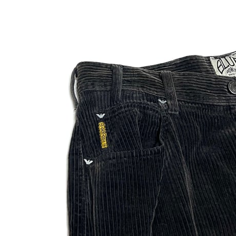 【USED】80's BLUE POWER WASH BY ARMANI JEANS CORDUROY PANTS SLATE BLACK
