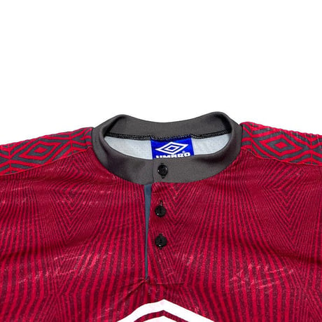 【USED】90'S OLD UMBRO HENLEY NECK FOOTBALL SHIRT
