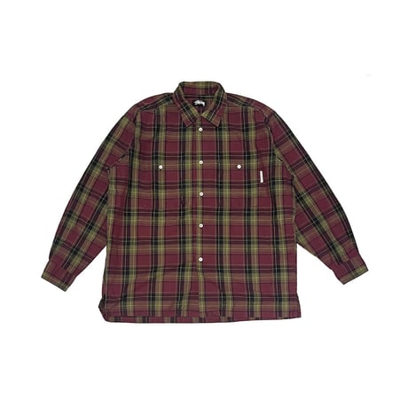 【USED】80's OLD STUSSY OVERSIZED CHECK SHIRT