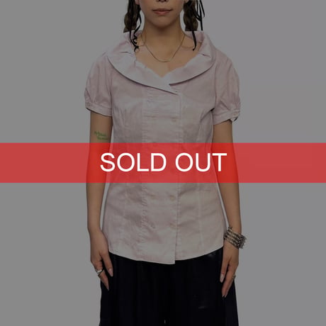 【USED】00's miss ORO GRID CHECK S/S BLOUSE