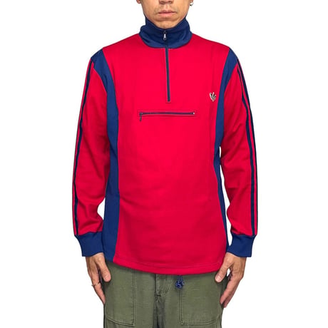 【USED】80's adidas Trefoil Half-Zip Track Top Red/Navy Made in Yugoslavia