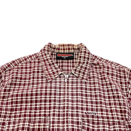 【USED】90'S-00'S VANS CORDUROY CHECK ZIP SHIRT