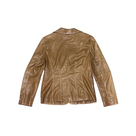 【USED】00'S BILL BLASS LEATHER JACKET BROWN