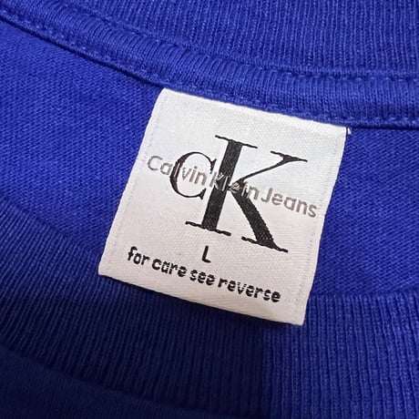 【DEAD STOCK】90's CK Calvin Klein Jeans LOGO T-SHIRT BLUE