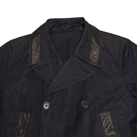 【USED】90's-00's HERMÈS Distressed French Workwear Style Peacoat Made in France