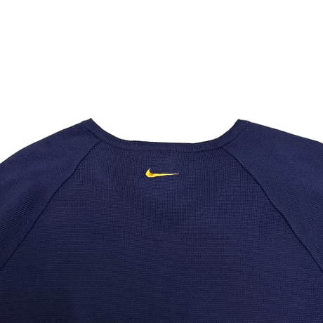 【USED】00's NIKE Tiger Woods Line V-Neck Cotton Knit Navy × Yellow