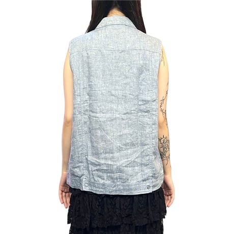 【USED】00s Max Mara WEEKEND LINE LINEN N/S SHIRT VEST