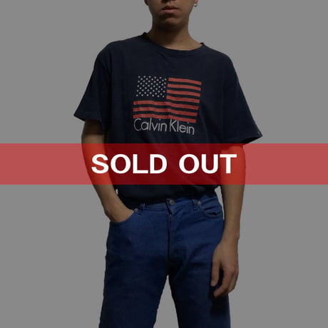 【USED】90'S CALVIN KLEIN STAR  AND STRIPES T-SHIRT