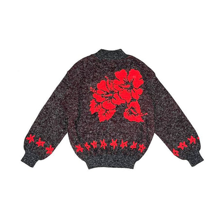 【USED】80'S-90'S Alicia HIBISCUS KNIT SWEATER