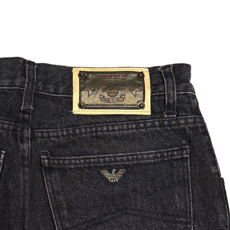 【USED】80's-90's ARMANI JEANS Loose-Fit Tapered Denim Black