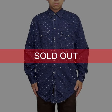 【USED】80's CIMARRON MALAGUENA SQUARE DOT PATTERN WESTERN SHIRT