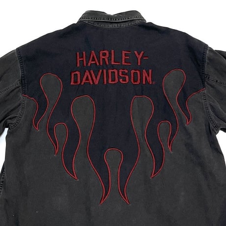 【USED】90'S-00'S HARLEY DAVIDSON BLACK FIRE SHIRT